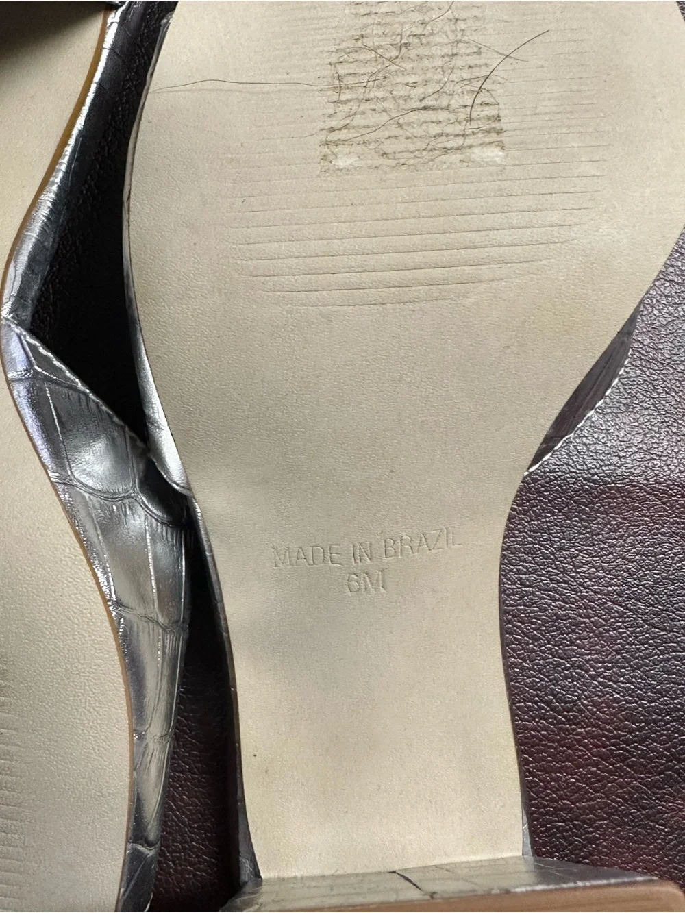 STEVE MADDEN Alaya Silver Croc-Embossed heeled slides